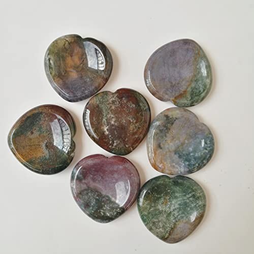 Manekieko Natural Ocean Jasper Heart Chakra Thumb Worry Stone,Hand Carved Healing Crystal Shaped Stone for Anxiety Stress Relief Meditation - Image 4