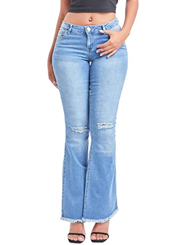 YMI Womens 1-Button Low-Rise Fray Hem Flare