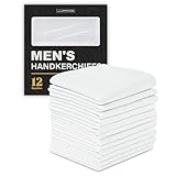 JJPRIME - 12-Pack White Hankies | White Handkerchief | Grandad Handkerchiefs | Pocket Squares For Men - 100% Quality Soft Cotton Large (16x16 inches)