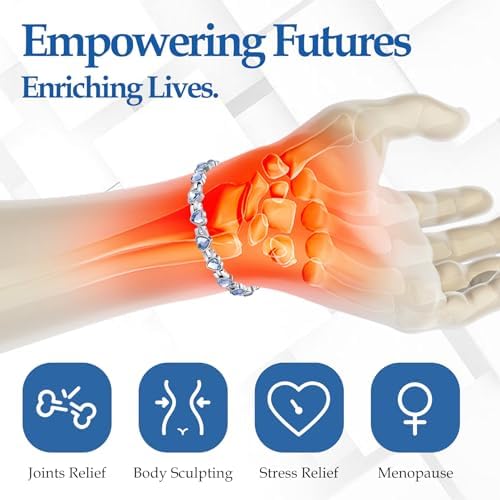 Jecanori Lymphatic Drainage Magnetic Bracelet for Women,Titanium Steel Magnetic Wristbands with Gorgeous Sparkling Love Heart Shape Cubic Zirconia Costume,Brazaletes with Removal Tool&Gift Box