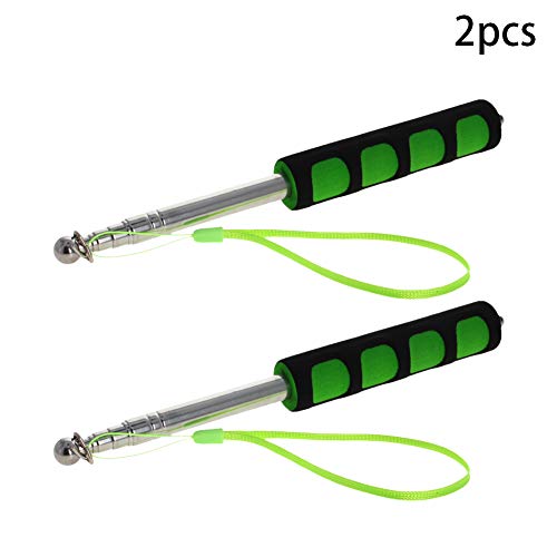 Image of Othmro 2Pcs Hollow Telescopic Teachers Pointer, Teaching Pointer Stick for Classroom, Metal Hand Retractable Pointer Extended Length 39.4 inch, Handheld Presenter Whiteboard Pointer (Green)