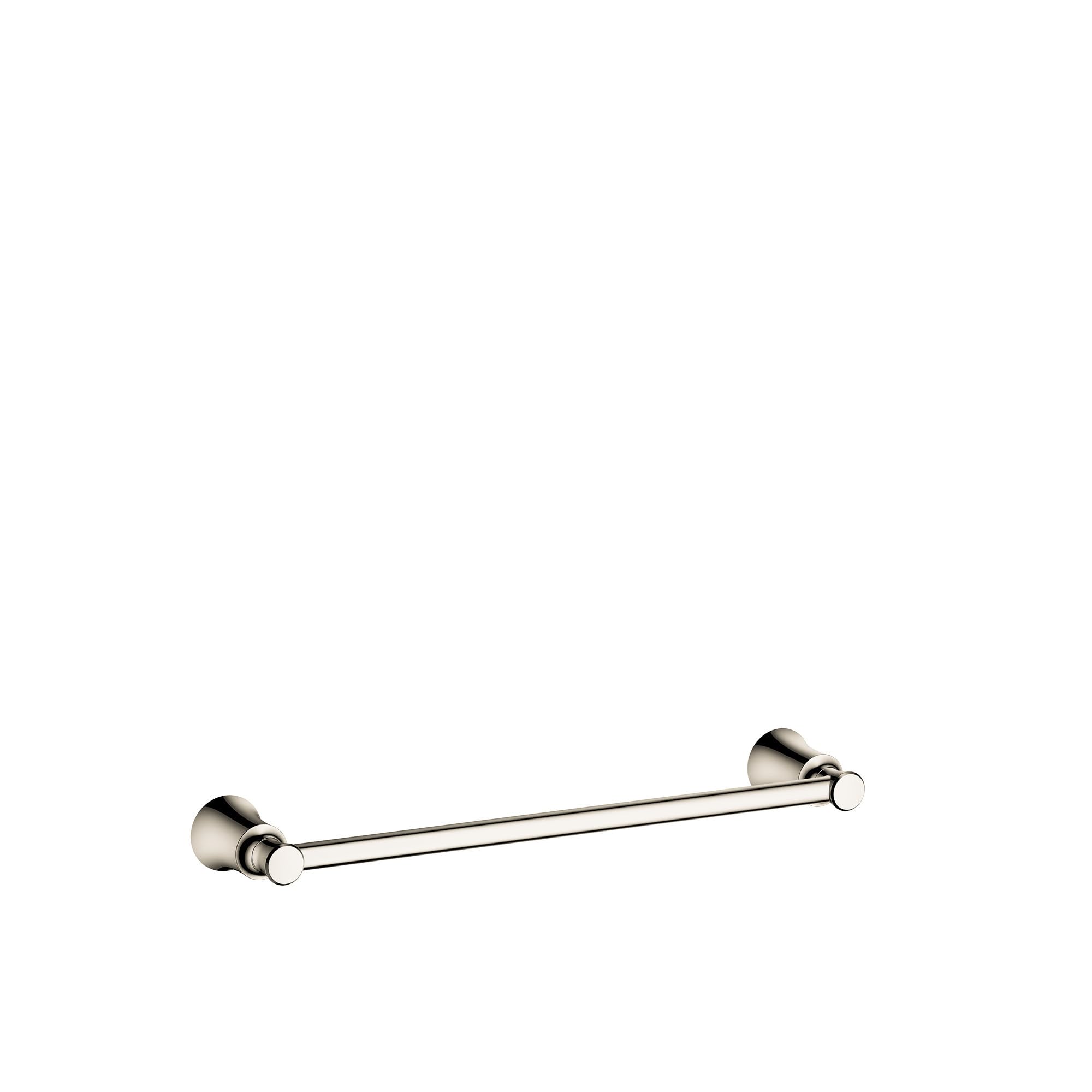 Nickel poli brillant pour ce robinet de salle de bain avec porte-serviette