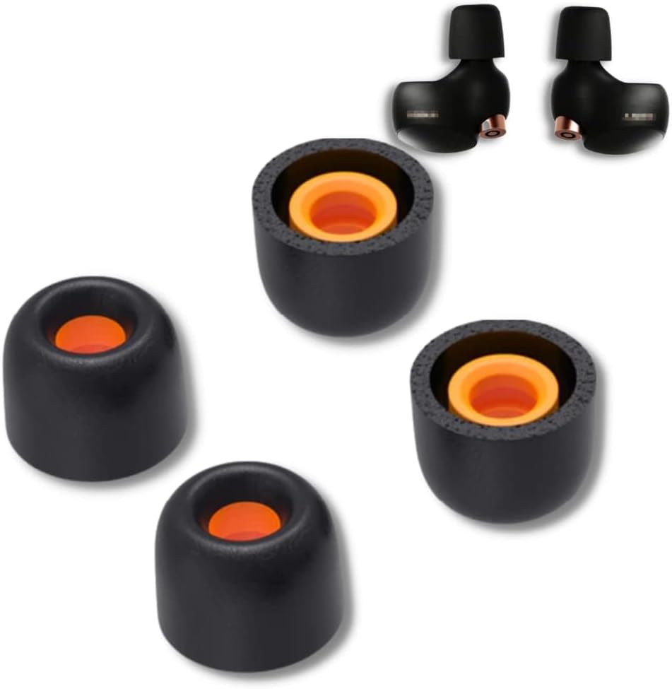Silicone Eartips for WF-1000XM4, WF-1000XM3, WF-C500 Earbuds | No Ear Pain, Anti-Slip, Flexible | (4 Pairs - Small) (Black)
