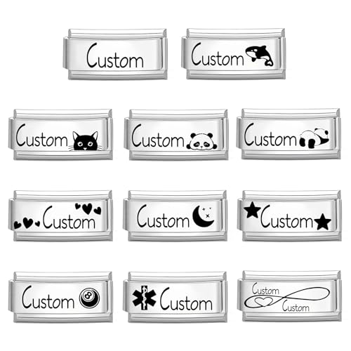 Personalised Custom Made Italian Charm- Any Name or Date - fits all 9mm Italian Style Charm Bracelets(Silvery Superlink)