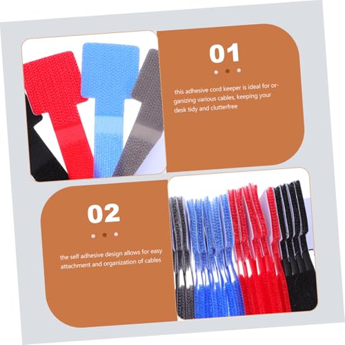 DOITOOL 50 piezas organizadores de cables adhesivos con cuerdas autoadhesivas para escritorio, hogar y sala de juegos, organizadores de cables reutilizables con diseño de gancho y bucle miniatura 3