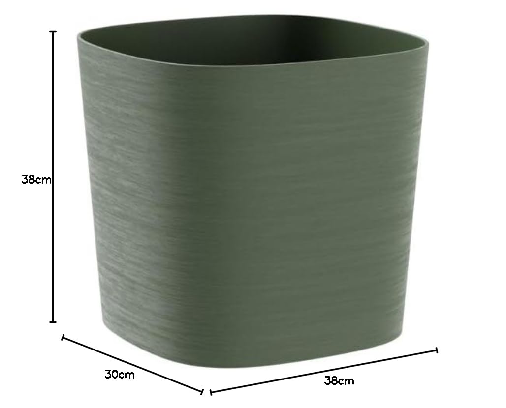 Teraplast Vaso per fiori modello Capri, fioriera da esterno in polietilene con riserva d'acqua interna, cm 38x38x30 Made in Italy (CM 38, FOREST)