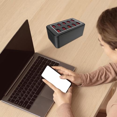 Central de carga USB de 50W y 10 puertos con cable de 1.5m para escritorio 2