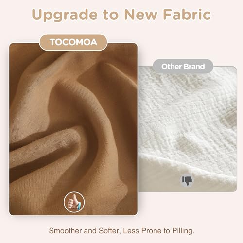 Image of TOCOMOA Muslin Duvet Cover 100% Cotton Like Linen Texture Breathable Soft Comfy 3-Piece Burnt Orange Comforter Cover Fall Bedding Set (King 104 inchx90 inch, Comforter Not Included)