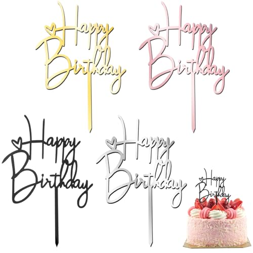 Giantree 4 Stück Happy Birthday Tortendeko, Happy Birthday Kuchenaufsatz Acryl Geburtstag Party Dekoration Kuchendekoration Zum Geburtstag Für Kinder Und Erwachsene (4 Farben) Giantree 4 Stück Happy Birthday Tortendeko, Happy Birthday Kuchenaufsatz Acryl Geburtstag Party Dekoration Kuchendekoration Zum Geburtstag Für Kinder Und Erwachsene (4 Farben)