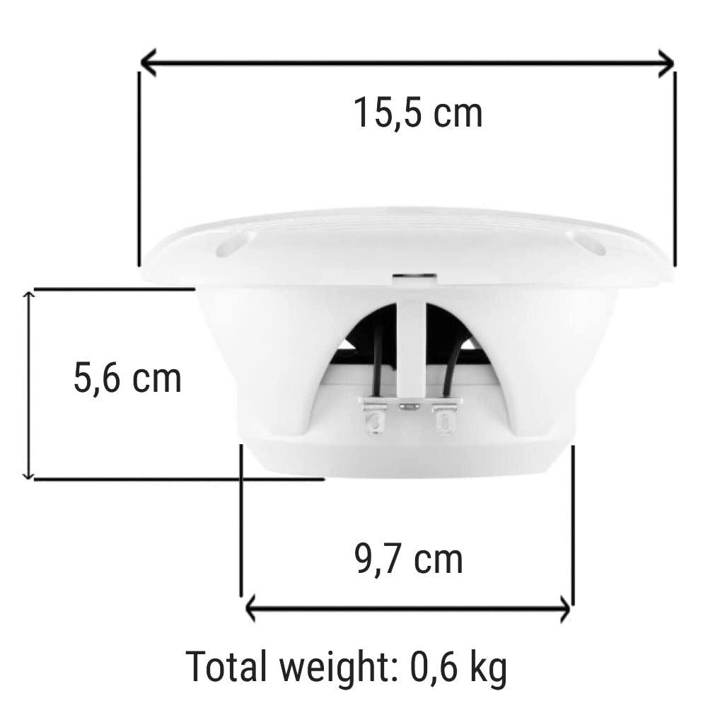 2 Altavoces Marinos Compatible con Boss Audio MR50W 2 vías 15,5 cm 75 vatios rms 150 vatios máx Barco Piscina Impermeable, por Pareja + 5 Stickers Gratis