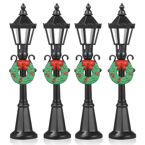 BESTonZON 8 Pièces Lot de Lampadaires Miniatures de Noël Décorations Réalistes pour Village Miniature et Maisons Poupées Accessoires pour Ambiance Festive Intérieure