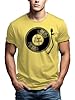 MAKAYA Mens T-Shirt Graphic Tee Vintage Record Vinyl Dj Hiphop Music Retro Yellow M #1