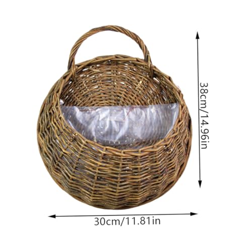 Cesta de almacenamiento tejida a mano con mimbre para colgar en pared 3
