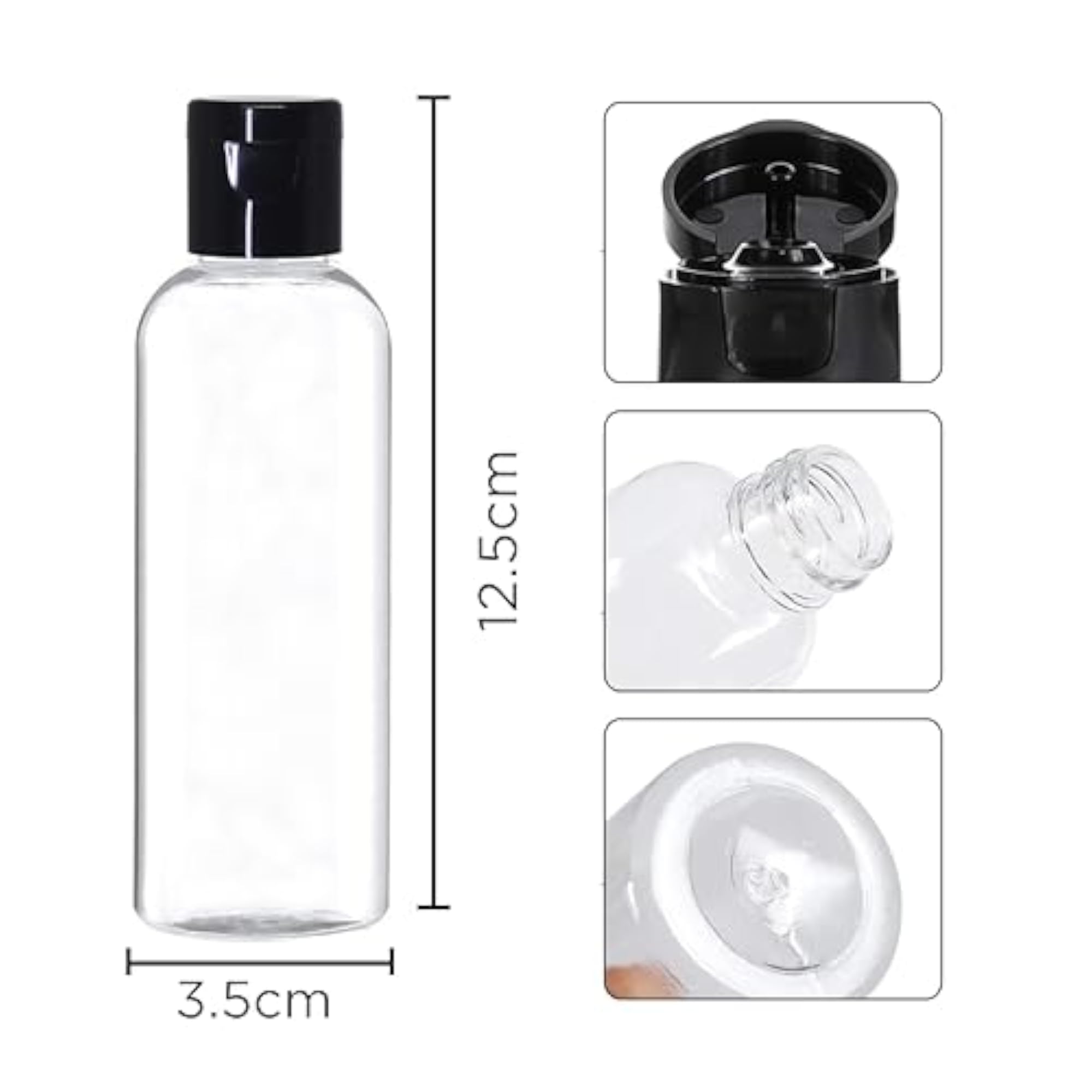 100ml Empty Clear Plastic Bottles with Flip Cap