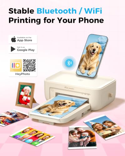 Image of HPRT 4x6 Photo Printer with 108 Sheets & 2 Ribbons - Dye Sublimation Wireless Portable Photo Printer for iPhone & Android Smartphones, Home & Travel Picture Printing, Ideal Gift, Beige
