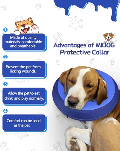 Image of MIDOG Inflatable Dog Cone, Donut Recovery Collar After Surgery, Large+