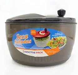 Centrifuga Seca Saladas Secador de Vegetais Folhas Legumes Manual com Tampa, Plástico Transparente (Fumê)