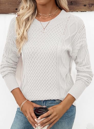 EVALESS Sweaters for Women Cable Knit Crewneck Pullover Sweater Tops Fall Winter Women's Clothing 20252