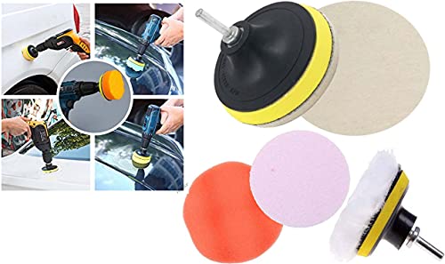 Image of DIY Crafts Pack of 4 Pcs 1 Kit, Multi Colour, Car Cleaning Felt & Wool Pad Foam Polishing Waxing Pad Kits Buffing Pad Polishing Wheel Sponge and(Pack of 4 Pcs 1 Kit, Multi Colour)