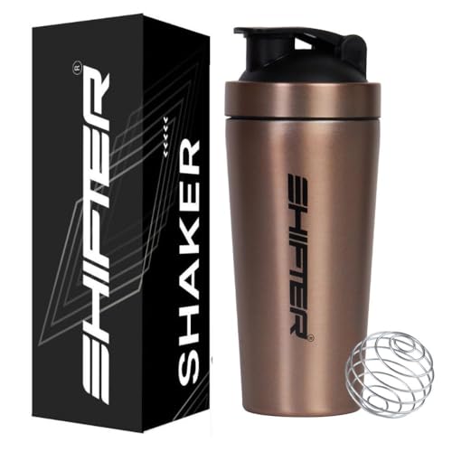 Image of Shifter Stainless Steel Gym Shaker Bottle 750ml | Leakproof Metal Protein Shaker for Men & Women | BPA Free, Odour Resistant, Rust-Free Steel Sipper for Gym, Workout & Sports (BORNZE)