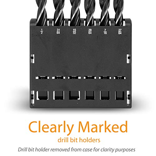 29 Piece Fractional Inch Brad Point Drill Bit Set Ideal for Woodworkers, Contractors, Home or Workshop. Drill Into Wood and Other Non-Metallic Surfaces
