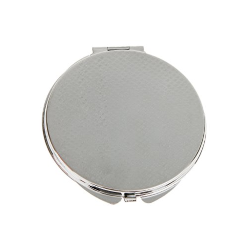 Portable Round Silver Compact Makeup Mirror For Travel And Handbag, Double-Sided With Folding Design - 70 * 7Mm, Korean Style, Metal Material #TOP6