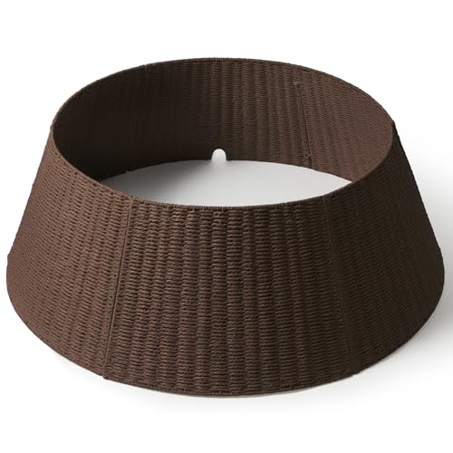 42in Extra Large Christmas Tree Collar - Wicker Woven Tree Collars for Artificial Trees - Handmade Rattan Rustic Farmhouse Basket for Tree Base Cover with Cord Cut-Out for 9ft 10ft 12ft Tree (Brown) by Zidmo - Used condition - US$16.15