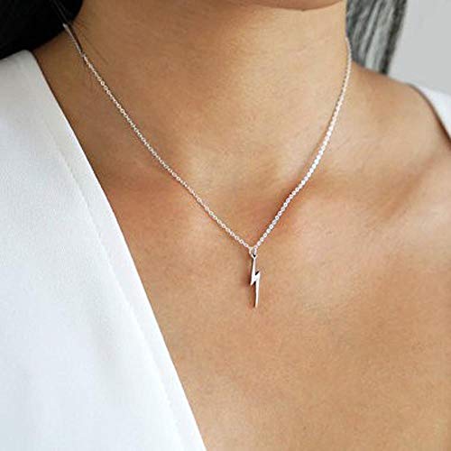 Jovono Bohemian Necklace with Mini Lightning Pendant for Birthday Friendship Jewelry Mothers Day Gift (Silver)