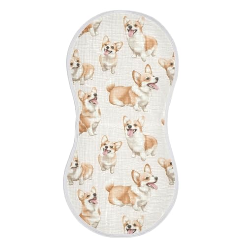 vvfelixl Muslin Burp Cloths Corgi Dog Baby Washcloths for Baby Girl Boys 2 Pack
