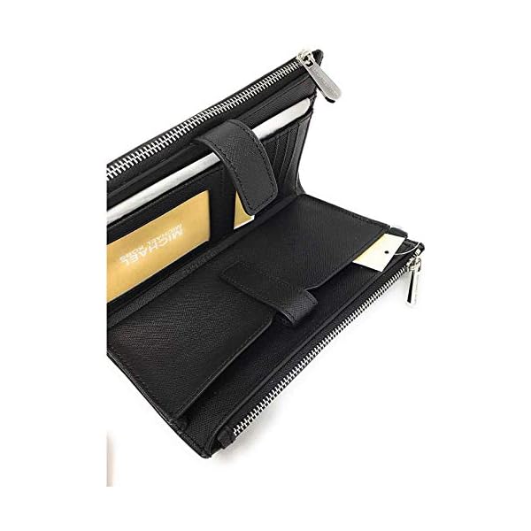 Michael Kors Women's Jet Set Travel Double Zip Wristlet, Black/Silver Hardware, Medium