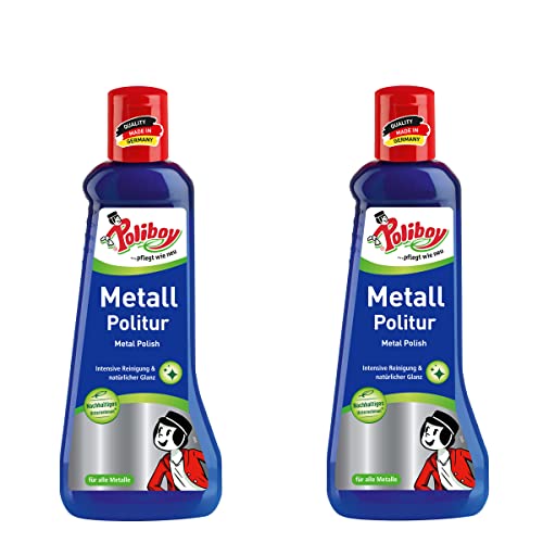 POLIBOY Metall Politur – Poliermittel für glänzende Metalle – Metallpflegemittel mit Anlaufschutz - 2x 200 ml - Made in Germany