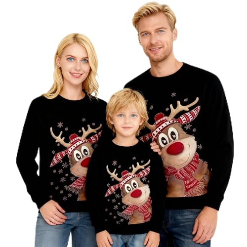 Generisch Weihnachtspullover Familie Set - Lustig Weihnachtspulli Ugly Christmas Sweater Rundhals Weihnachts Pullover Weihnachtsoutfit Hässlich Sweatshirt Weihnachtskostüm...