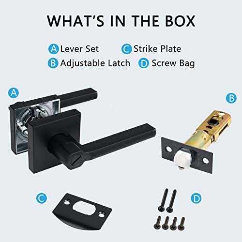 Hisafe Black Interior Door Handle For Bedroom/Bathroom, Keyless Privacy Door Lever With Thumb Turn Lock, Heavy Duty, Right&Left Handed (1Pack) X-1601-Bk-1P #TOP4