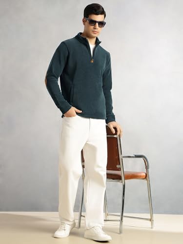 Image of Thomas Scott Men's | Regular Fit | Long Sleeves | High Neck | Solid | 100% Polyester | Knitted | Sweatshirt | Dry Clean Only