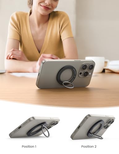 Lamicall Magnetic Phone Ring Holder for MagSafe, [Flexible 360° Rotation] Magnet Finger Ring Grip Stand Holder, Fit for iPhone 16 15 14 13 12, Pro, Pro Max, Plus, Mag Safe Accessories, Misty Black