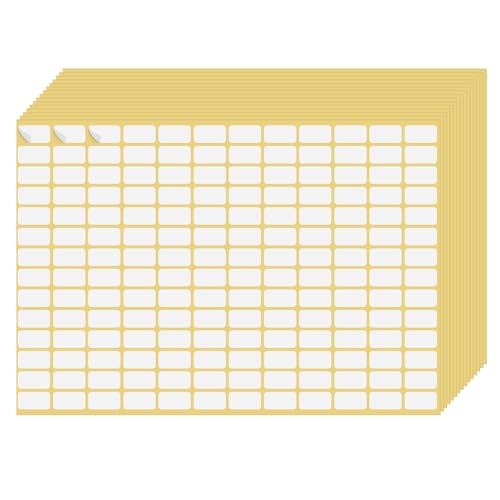 Andibro 2520 Pcs White Labels Sticker, Removable Rectangular Labels Small Sticky Labels Blank Self Adhesive Labels Writable Price Tags for Envelopes File Folders Jars Boxes (9 * 16MM) 15 Sheets(C)