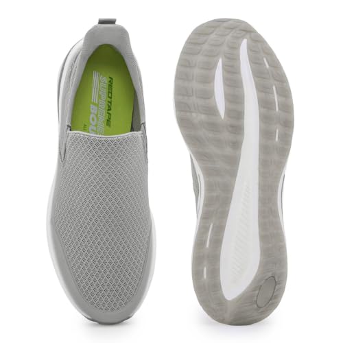 Image of Red Tape Men's Walking Shoes Light Grey Mesh Round Slipon Flexible Support