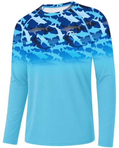 Image of FISHEAL Mens Long Sleeve Fishing Camo Shirts, UPF 50+ Sun Swim Rash Guard