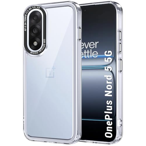 Image of TheGiftKart Hybrid Shockproof Back Cover Case for OnePlus Nord 5 5G | Stylish Camera Border | Electroplated Buttons | Crystal Clear Hard Back Cover Case (TPU & PC, Transparent Bumper)