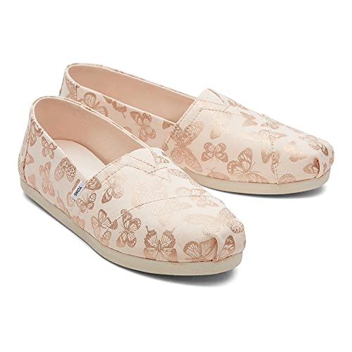 Image of TOMS Women's Alpargata CloudBound Foil Butterflies Espadrille Loafer Flat, Dusty Peach, 5.5
