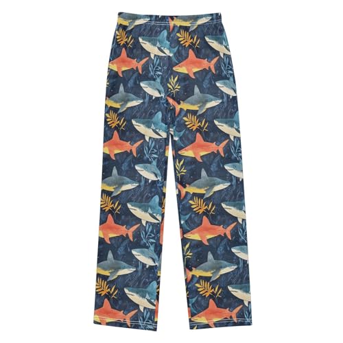 Boys' Pants Ocean Pastel Sharks Blue Orange Long Bottoms Jogger Pants Elastic Waist Trousers with Pockets S-XL