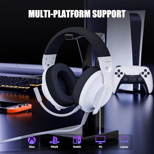 Image of WIRWTRU S30 Gaming Headset with Microphone,198g Lightweight Design, Wired Gaming Headphones for Xbox, Xbox Series X|S, PS5, PS4, Switch, PC, Noise Cancelling Mic, Soft Earmuffs (White&Black)
