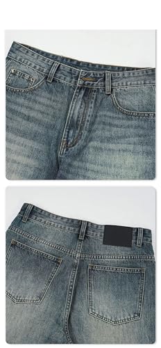 Men's American Retro Washed Gradient Jeans Loose Straight Jeans2