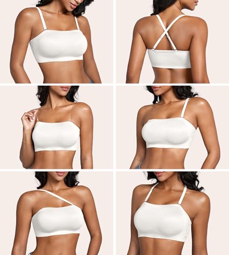 Image of DEANGELMON Strapless Bras for Women Non-Slip Silicone Bandeau Seamless Tube Top Bralette Comfy Non Padded Stretchy Stylish