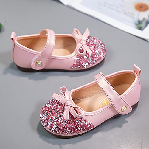 Girls Kids Pearl Sequins Bow Sandals Summer Closed Toe Ankle Shoes Toddler Gold 𝗟ow Heels Dress Dance Shoes3