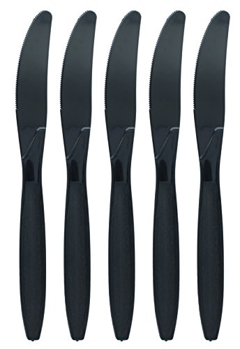 Exclusive Discount 60% Price Amcrate Black Disposable Medium Weight Plastic Knives - Ideal for Weddings, Party’s, Birthdays, Dinners, Lunch’s. (Pack of 100)