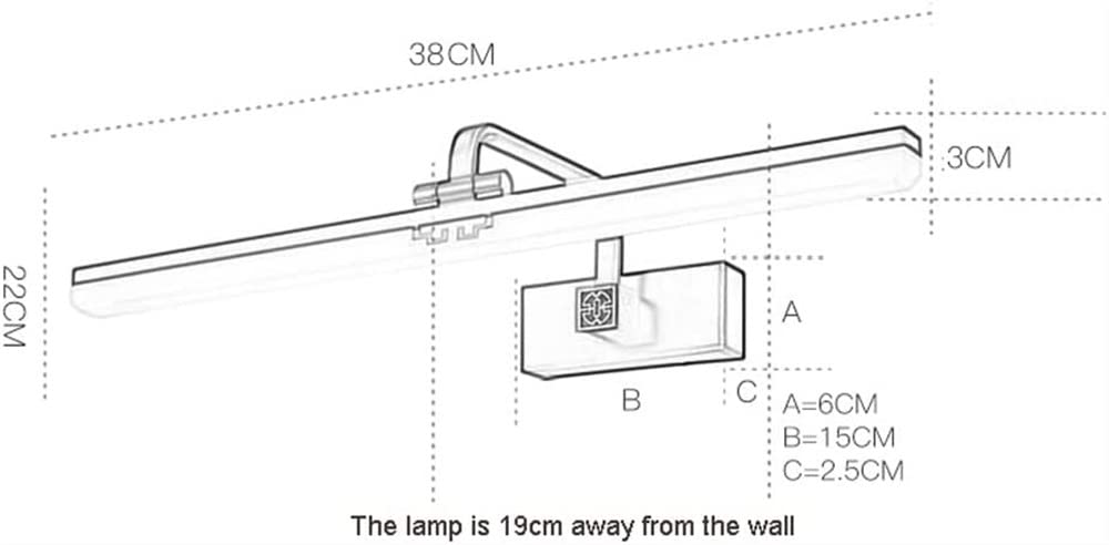 Lampade , Lampada da parete Striscia lunga Lampade da toeletta da bagno Luci for il trucco Lampada da toeletta lineare a LED Lampada frontale a specchio regolabile Sopra il mobile 3 Modalità colore Co