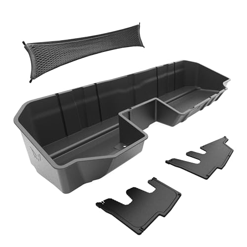 Image of MaxMate Underseat Storage Box Compatible with 2019-2026 Chevy Silverado GMC Sierra 1500; 2020-2026 2500 3500HD Double & Crew Cab, Black Rear Under Seat Extra Cargo Store Organizer | CB5C2278MX
