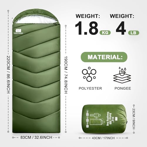 Sleeping Bags for Adults Cold Weather, Portable, Waterproof, Lightweight Camping Sleeping Bag for Tall Girls Boys with Compression Sack for Warm Camping, Hiking, Outdoor & Indoor miniatura 2