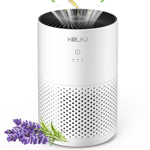 20dB Air Purifiers for Bedroom Home, HEPA 13 Air Purifier With Aromatherapy for Better Sleep, Air Cleaner Filter 99.99% Smoke, Allergies, Pet Dander, Odor, Dust, Office, Desktop (White air purifier)